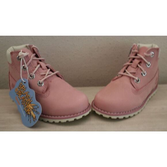 Timberland Toddler Girls' Sz 8M Light Pink Nubuck Pokey Pine 6" Side Zip Boots - Picture 2 of 14